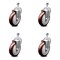 Service Caster 5 Inch Maroon Polyurethane Wheel Swivel 1/2 Inch Threaded Stem Caster Set SCC SCC-TS20S514-PPUB-MRN-121315-4 - alternate 1